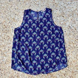 Daniel Rainn Stitch Fix Floral Sleeveless Blue Blouse Size L